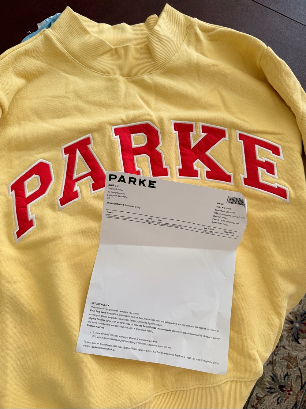 New Parker Yellow Sweatshirt Lemonade Varsity Mockneck L-XL